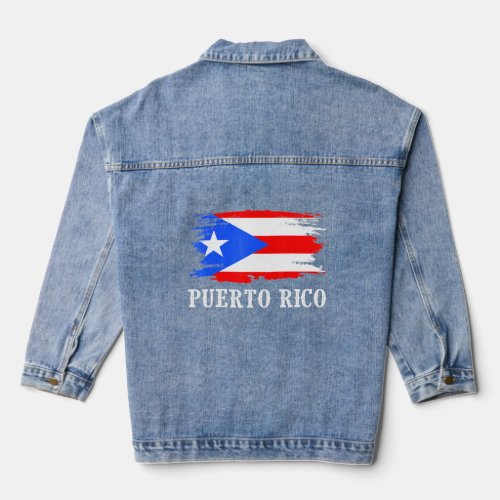 Vintage Puerto Rico Flag I Love Puerto Rico  Denim Jacket