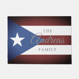 Vintage Puerto Rico flag with custom family name Doormat