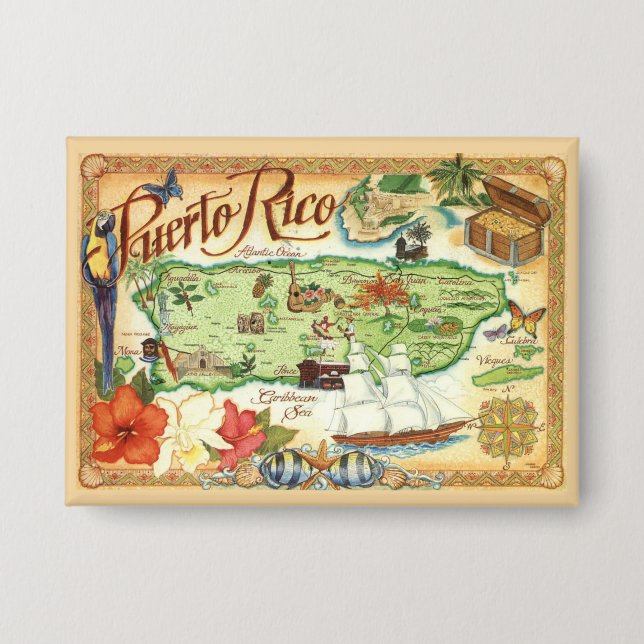 Vintage Puerto Rico Magnet Button