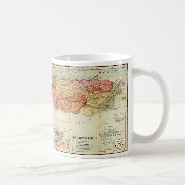 Vintage Puerto Rico Map, 1898 Coffee Mug (Right)