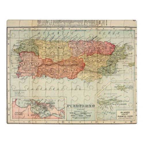 Vintage Puerto Rico Map 1898 Jigsaw Puzzle