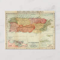Vintage Puerto Rico Map, 1898