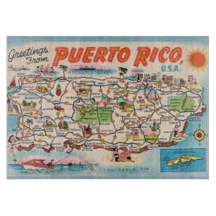 Vintage Puerto Rico Map Cutting Board