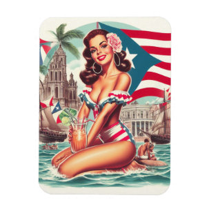 Vintage Puerto Rico Pin-Up Magnet