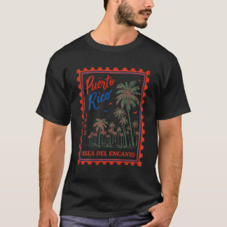Vintage Puerto Rico Postage Stamp Retro Beach On T-Shirt