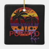 Vintage Puerto Rico Summer Beach Ceramic Ornament (Back)