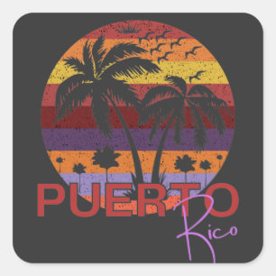 Vintage Puerto Rico Summer Beach Square Sticker