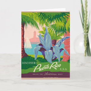 Vintage Puerto Rico Travel Art Ilustration Card