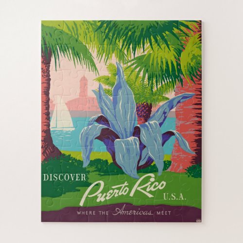 Vintage Puerto Rico Travel Art Ilustration Jigsaw Puzzle