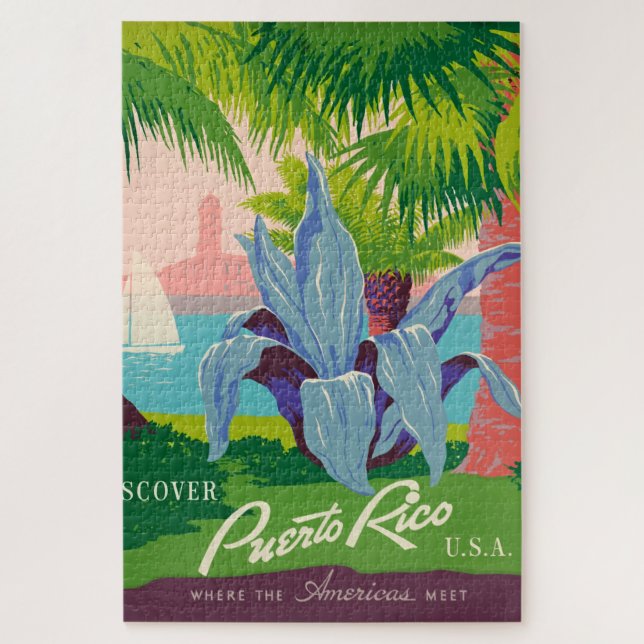 Vintage Puerto Rico Travel Art Ilustration Jigsaw Puzzle (Vertical)