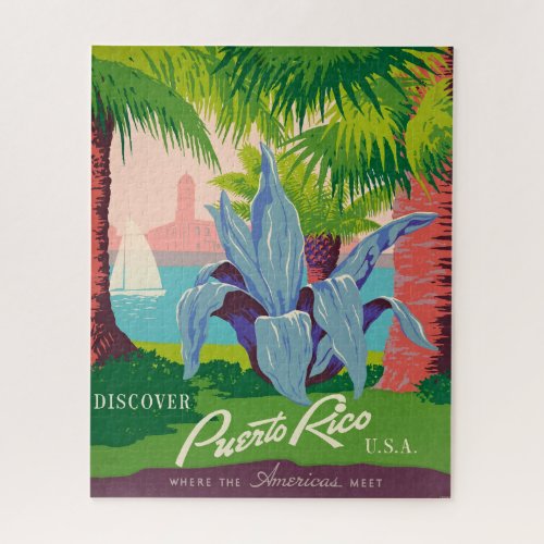 Vintage Puerto Rico Travel Art Ilustration Jigsaw Puzzle