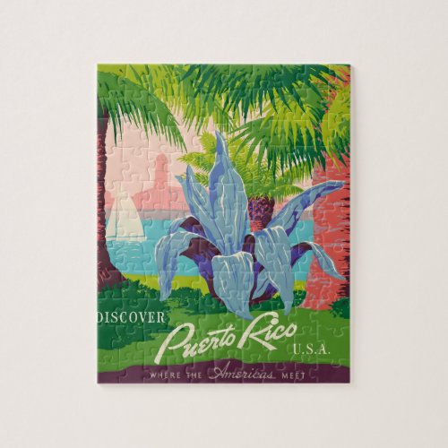 Vintage Puerto Rico Travel Art Ilustration Jigsaw Puzzle