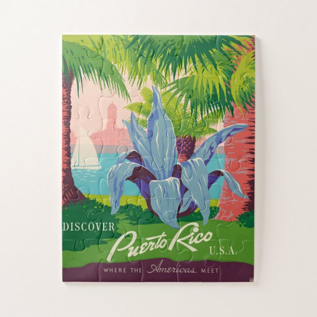 Vintage Puerto Rico Travel Art Ilustration Jigsaw Puzzle (Vertical)
