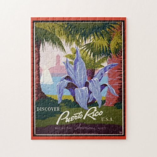 Vintage Puerto Rico Travel Poster Jigsaw Puzzle