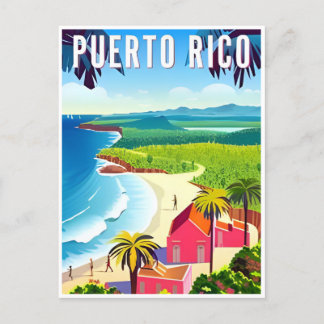 Vintage Puerto Rico Tropical beach island  Postcard