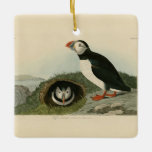 Vintage Puffin Illustration Ceramic Ornament