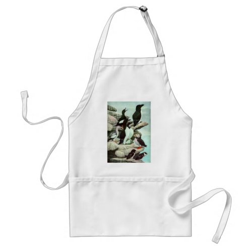 Vintage Puffins and Aquatic Birds by Louis Fuertes Adult Apron