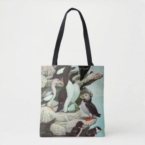 Vintage Puffins and Aquatic Birds by Louis Fuertes Tote Bag