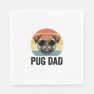 Vintage Pug Dad Engraving Dog Lover Design_1 Napkins