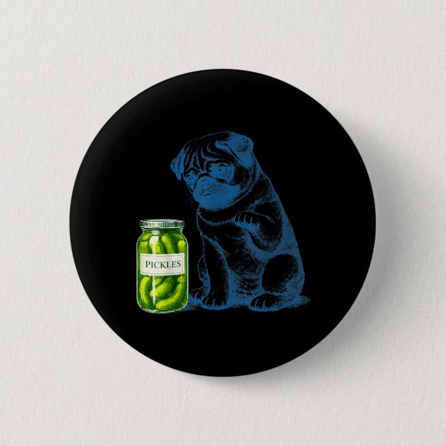 Vintage Pug Dog ckle Jar Button (Front)