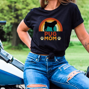 Vintage Pug Dog Mom Sunset  T-Shirt