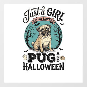 Vintage Pug Halloween Girl Dog Lover Shirt Design_ Window Cling