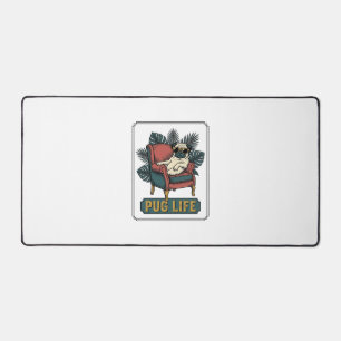 Vintage Pug Life Cool Dog Sunglasses Design_1 Desk Mat