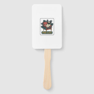 Vintage Pug Life Cool Dog Sunglasses Design_1 Hand Fan