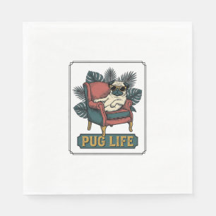 Vintage Pug Life Cool Dog Sunglasses Design_1 Napkins