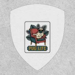 Vintage Pug Life Cool Dog Sunglasses Design_1 Patch