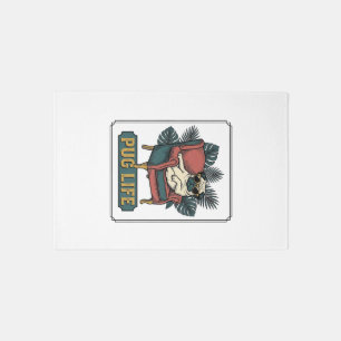 Vintage Pug Life Cool Dog Sunglasses Design_1 Rug