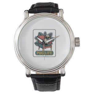 Vintage Pug Life Cool Dog Sunglasses Design_1 Watch