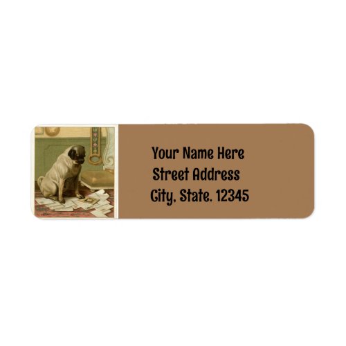 Vintage Pug Return Address Label