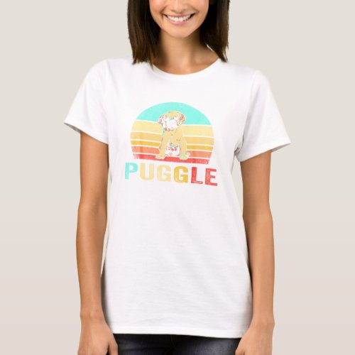 Vintage Puggle Dog Sunset T_Shirt