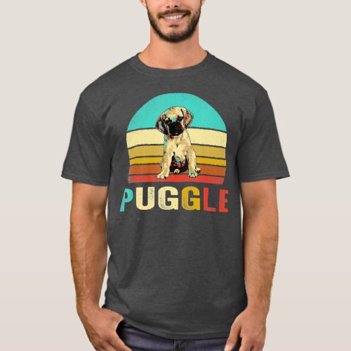 Vintage Puggle  Dog Sunset T_Shirt