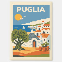 Vintage Puglia Italy Coastal Travel Poster