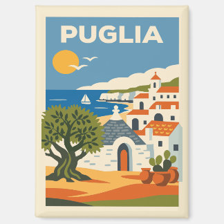 Vintage Puglia Italy Coastal Travel Poster Magnet