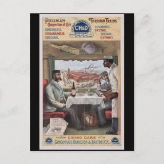 Vintage Pullman train cars Postcard