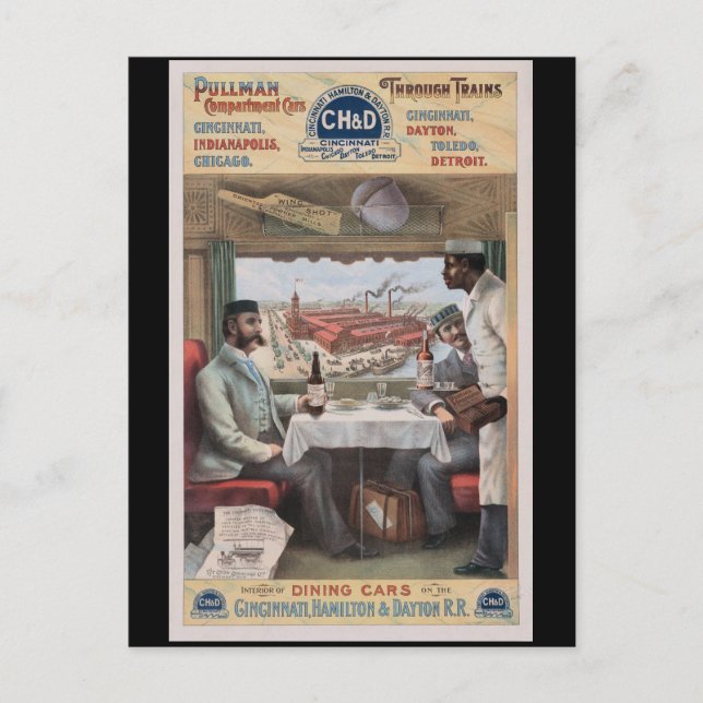 Vintage Pullman train cars Postcard (Front)