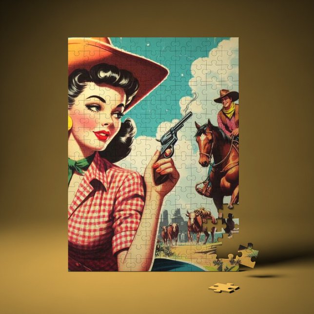Vintage Pulp Cowgirl Illustration Jigsaw Puzzle (Creator Uploaded)