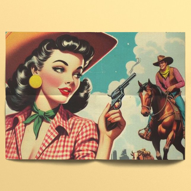Vintage Pulp Cowgirl Illustration Tissue Paper (Creator Uploaded)