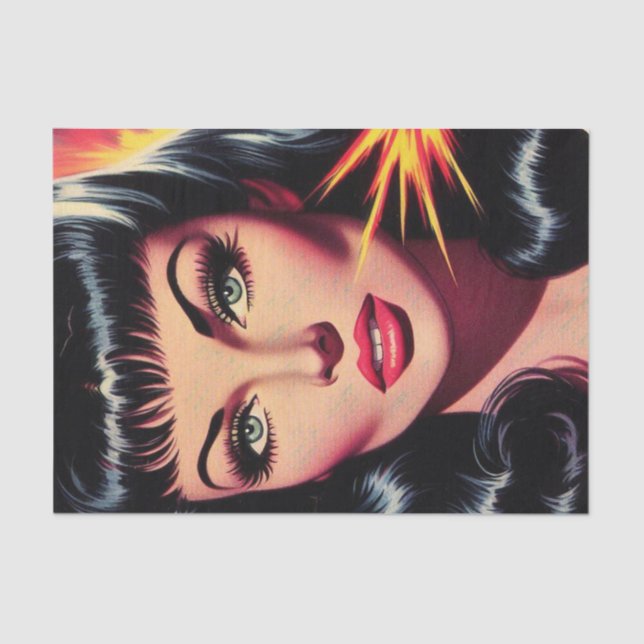 Vintage Pulp Girl Tissue Paper (Front)
