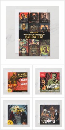 Vintage Pulp Horror B-Movie Halloween Invites