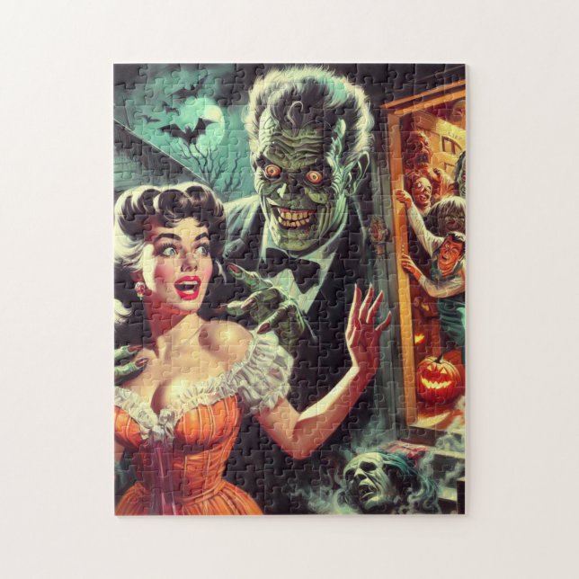 Vintage Pulp Horror Girl Illustration Jigsaw Puzzle (Vertical)
