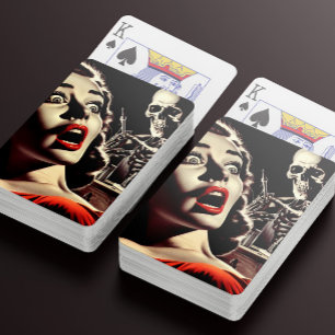 Vintage Pulp Horror Woman Poker Cards