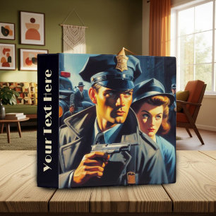 Vintage Pulp Police Illustration 3 Ring Binder