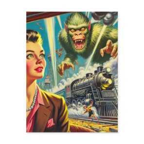 Vintage Pulp Sci-fi Weird Illustration Postcard