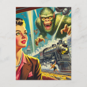 Vintage Pulp Sci-fi Weird Illustration Postcard