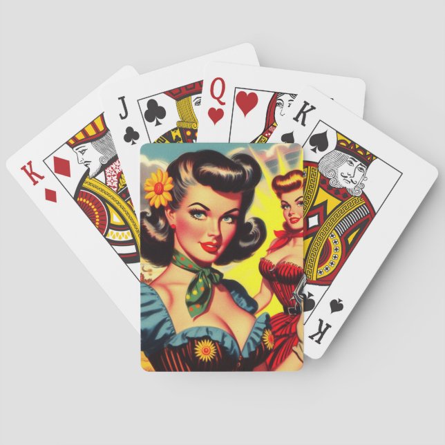 Vintage Pulp Western Girls Poker Cards (Back)
