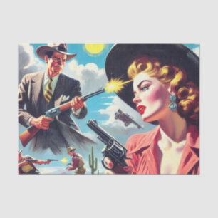 Vintage Pulp Western Illustration Tissue Paper